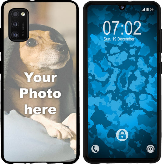 PhoneNatic Case kompatibel mit Galaxy A41 Personalisierte Handyhülle SCHWARZ zum selbst gestalten mit eigenem Foto
