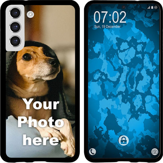 PhoneNatic Case kompatibel mit Galaxy S21 FE Personalisierte Handyhülle SCHWARZ zum selbst gestalten mit eigenem Foto