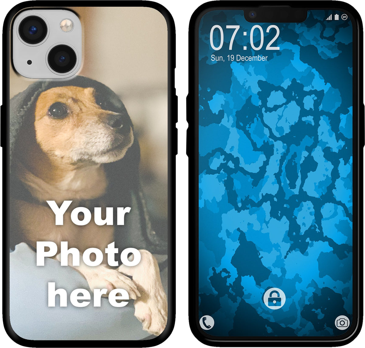 PhoneNatic Case kompatibel mit iPhone 13 Mini Personalisierte Handyhülle SCHWARZ zum selbst gestalten mit eigenem Foto
