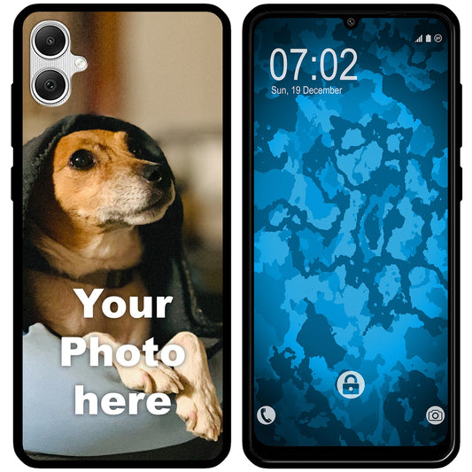 PhoneNatic Case kompatibel mit Galaxy A05 Personalisierte Handyhülle SCHWARZ zum selbst gestalten mit eigenem Foto