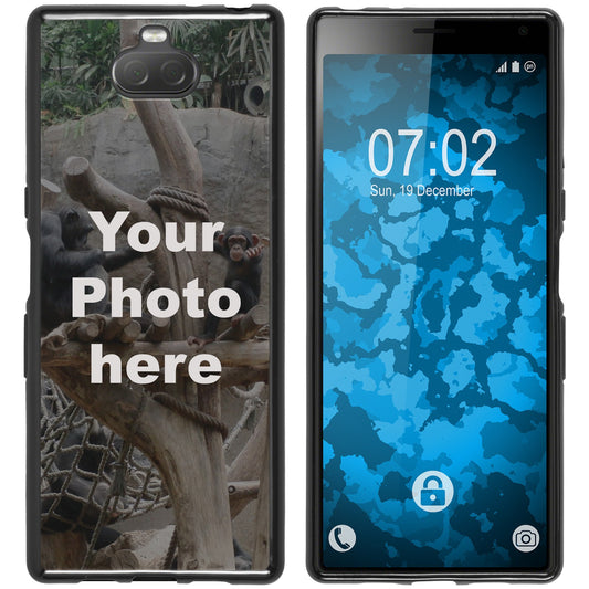 PhoneNatic Case kompatibel mit Xperia 10 Plus Personalisierte Handyhülle SCHWARZ zum selbst gestalten mit eigenem Foto