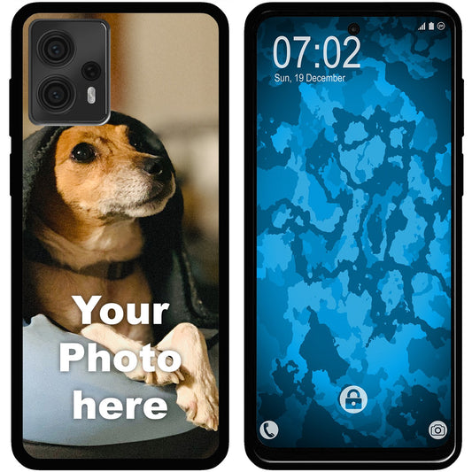 PhoneNatic Case kompatibel mit Moto G23 Personalisierte Handyhülle SCHWARZ zum selbst gestalten mit eigenem Foto