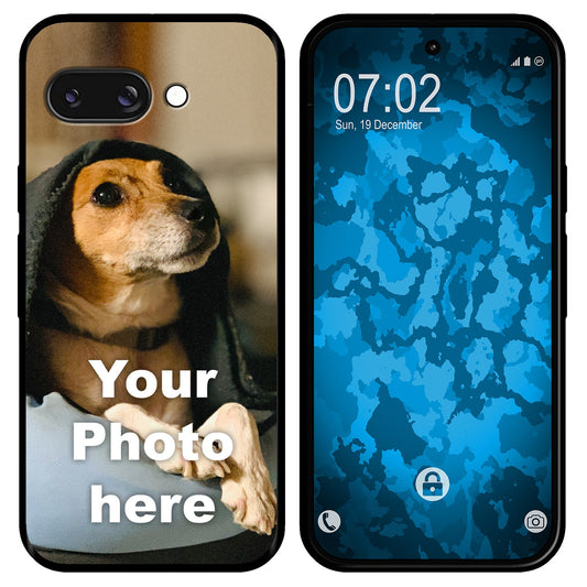 PhoneNatic Case kompatibel mit Pixel 9a Personalisierte Handyhülle SCHWARZ zum selbst gestalten mit eigenem Foto