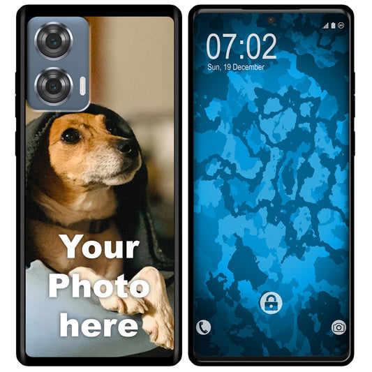 PhoneNatic Case kompatibel mit Moto Edge 50 Fusion Personalisierte Handyhülle SCHWARZ zum selbst gestalten mit eigenem F