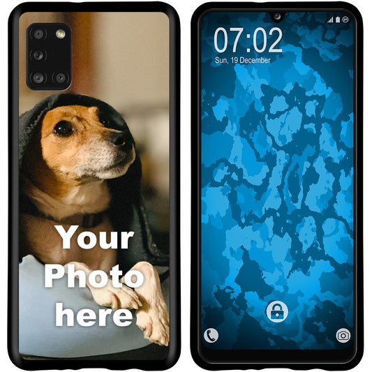 PhoneNatic Case kompatibel mit Galaxy A31 Personalisierte Handyhülle SCHWARZ zum selbst gestalten mit eigenem Foto