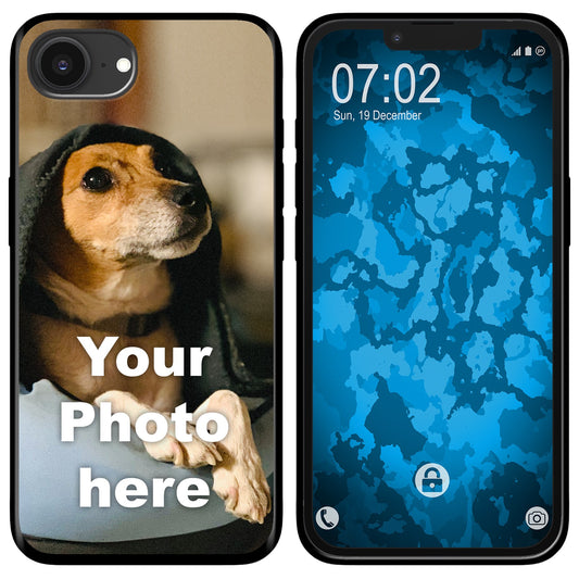 PhoneNatic Case kompatibel mit iPhone 16e / 17e Personalisierte Handyhülle SCHWARZ zum selbst gestalten mit eigenem Foto
