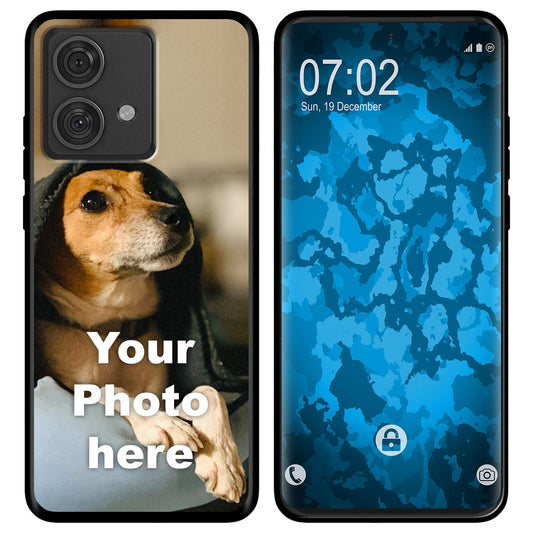 PhoneNatic Case kompatibel mit Moto Edge 40 Neo Personalisierte Handyhülle SCHWARZ zum selbst gestalten mit eigenem Foto