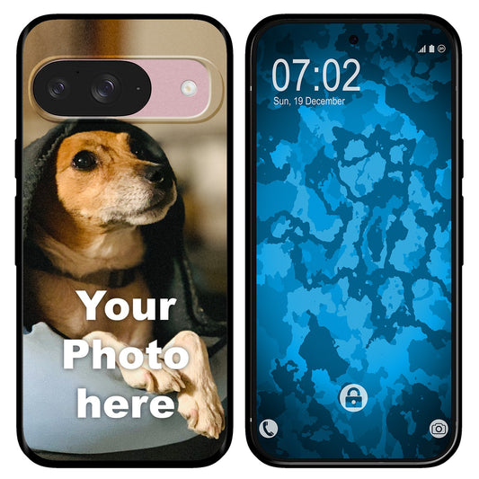PhoneNatic Case kompatibel mit Pixel 9 Personalisierte Handyhülle SCHWARZ zum selbst gestalten mit eigenem Foto