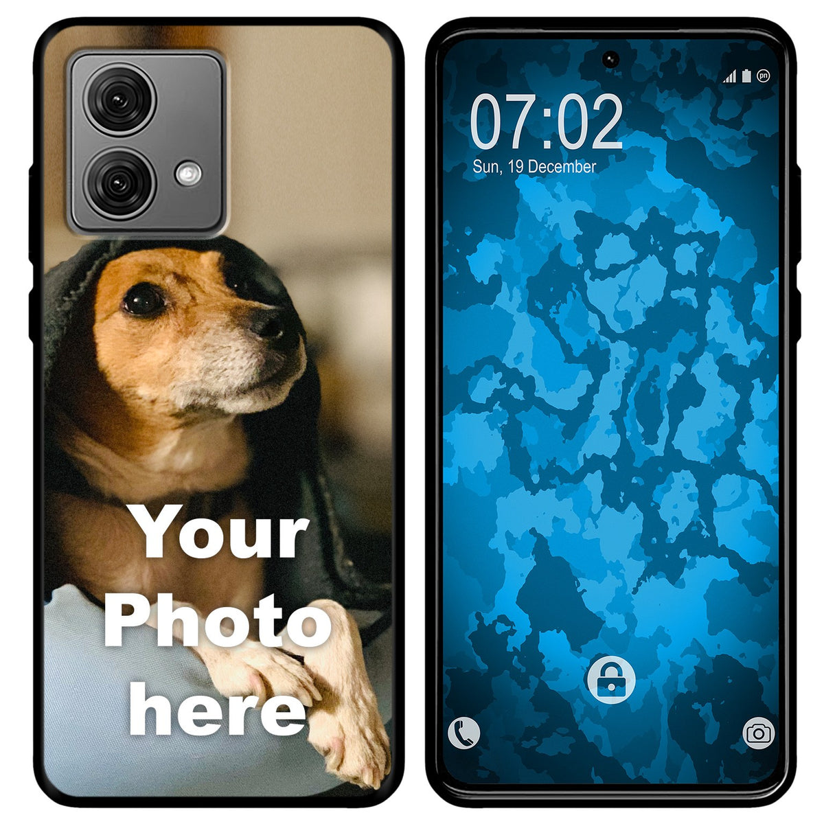 Personalisierte Handyhülle für Moto G84 (schwarz) zum Selbstgestalten mit eigenem Foto