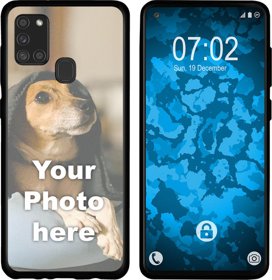 PhoneNatic Case kompatibel mit Galaxy A21s Personalisierte Handyhülle SCHWARZ zum selbst gestalten mit eigenem Foto