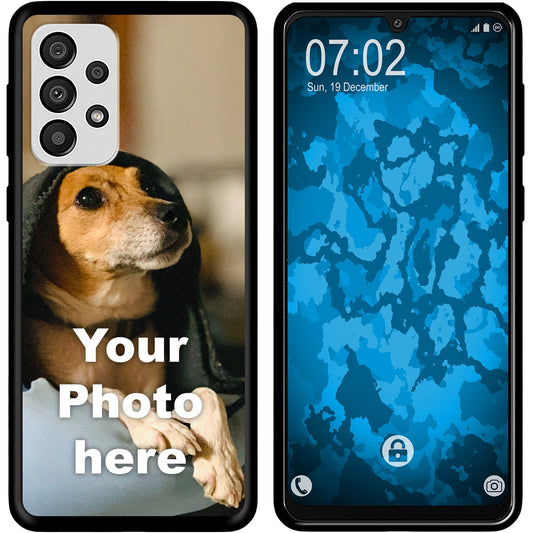 PhoneNatic Case kompatibel mit Galaxy A33 5G Personalisierte Handyhülle SCHWARZ zum selbst gestalten mit eigenem Foto