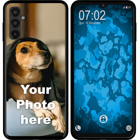 PhoneNatic Case kompatibel mit Galaxy A14 5G Personalisierte Handyhülle SCHWARZ zum selbst gestalten mit eigenem Foto