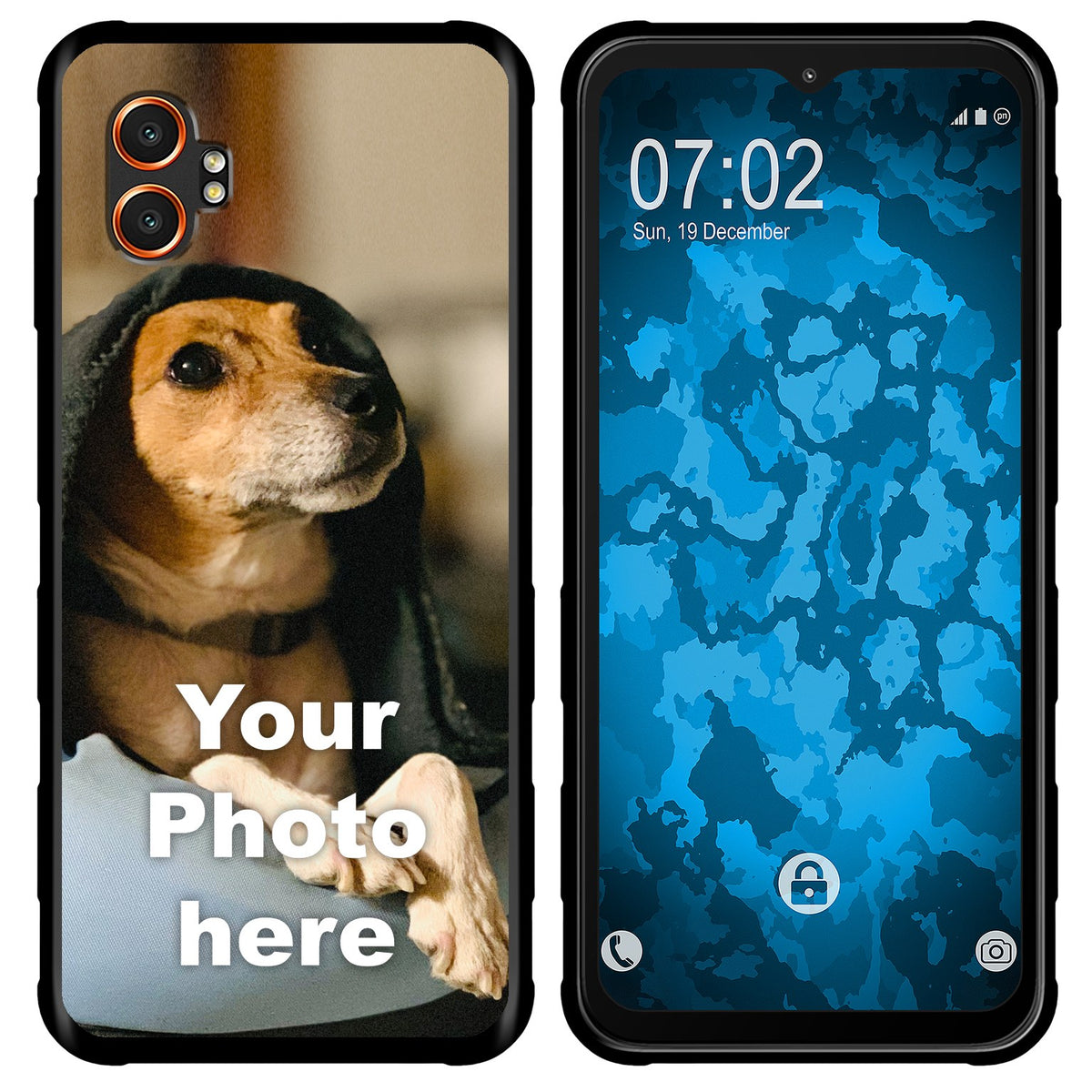 PhoneNatic Case kompatibel mit Galaxy Xcover 7 Pro Personalisierte Handyhülle SCHWARZ zum selbst gestalten mit eigenem F