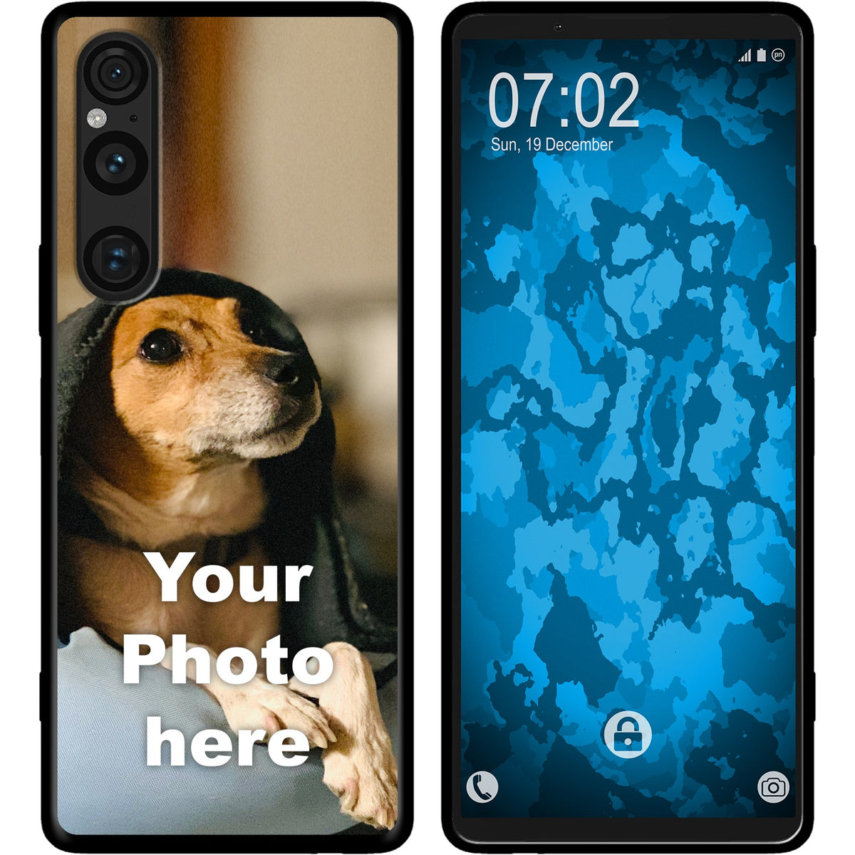 PhoneNatic Case kompatibel mit Xperia 1 V Personalisierte Handyhülle SCHWARZ zum selbst gestalten mit eigenem Foto