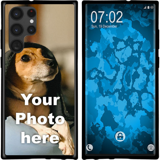 PhoneNatic Case kompatibel mit Galaxy S22 Ultra Personalisierte Handyhülle SCHWARZ zum selbst gestalten mit eigenem Foto