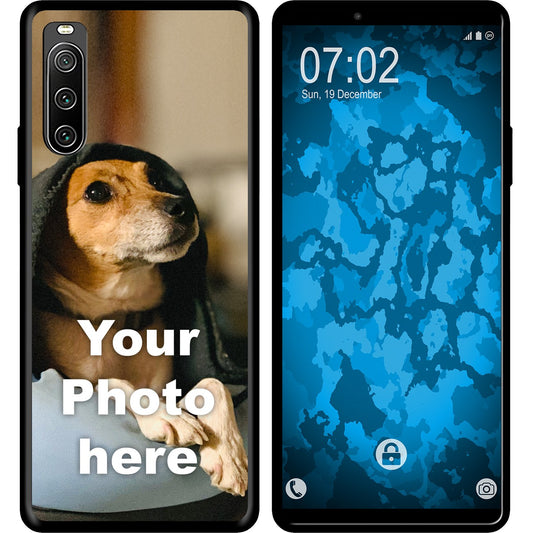 PhoneNatic Case kompatibel mit Xperia 10 IV Personalisierte Handyhülle SCHWARZ zum selbst gestalten mit eigenem Foto