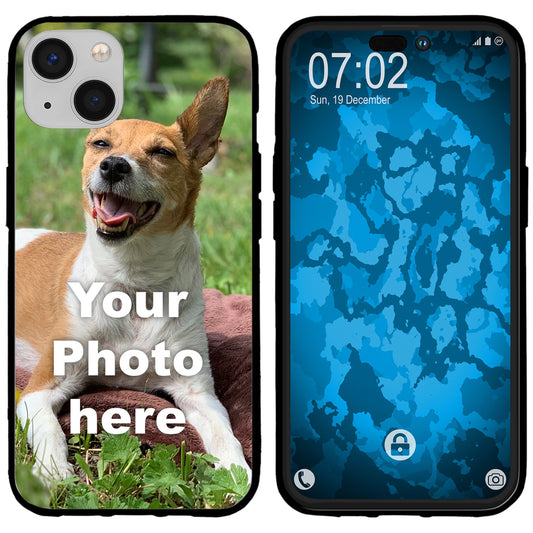 PhoneNatic Case kompatibel mit iPhone 14 Personalisierte Handyhülle SCHWARZ zum selbst gestalten mit eigenem Foto