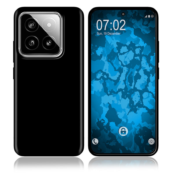 PhoneNatic Case kompatibel mit Xiaomi 14 Pro – Schwarz Silikon Hülle crystal-case Cover