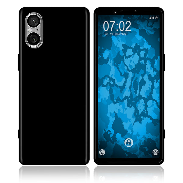 PhoneNatic Case kompatibel mit Sony Xperia 5 V – Schwarz Silikon Hülle crystal-case Cover