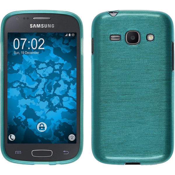 PhoneNatic Case kompatibel mit Samsung Galaxy Ace 3 - blau Silikon Hülle brushed + 2 Schutzfolien