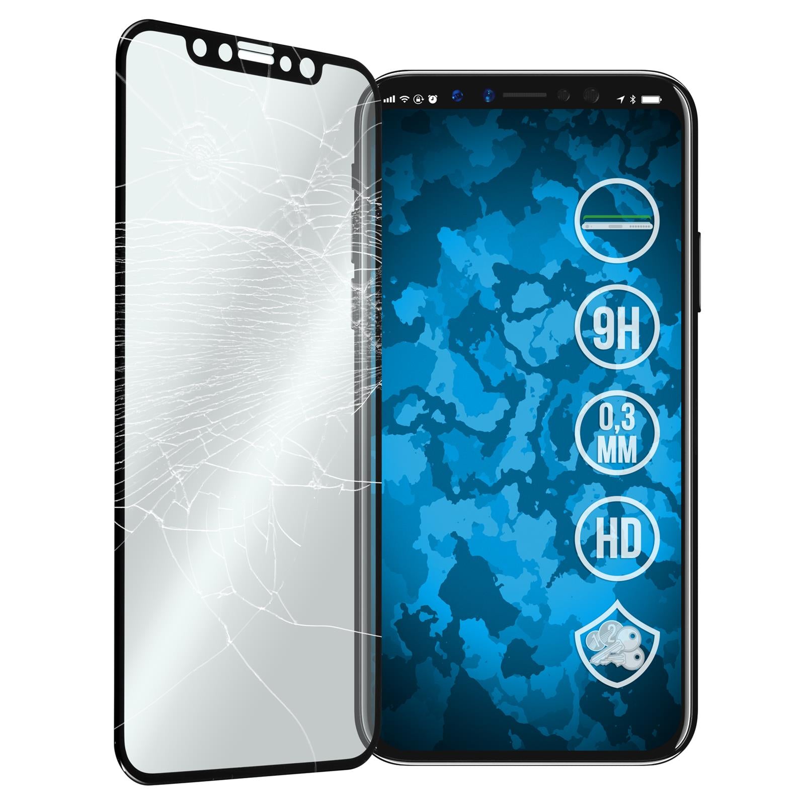 1 x Apple iPhone X / XS Glas-Displayschutzfolie klar full-sc
