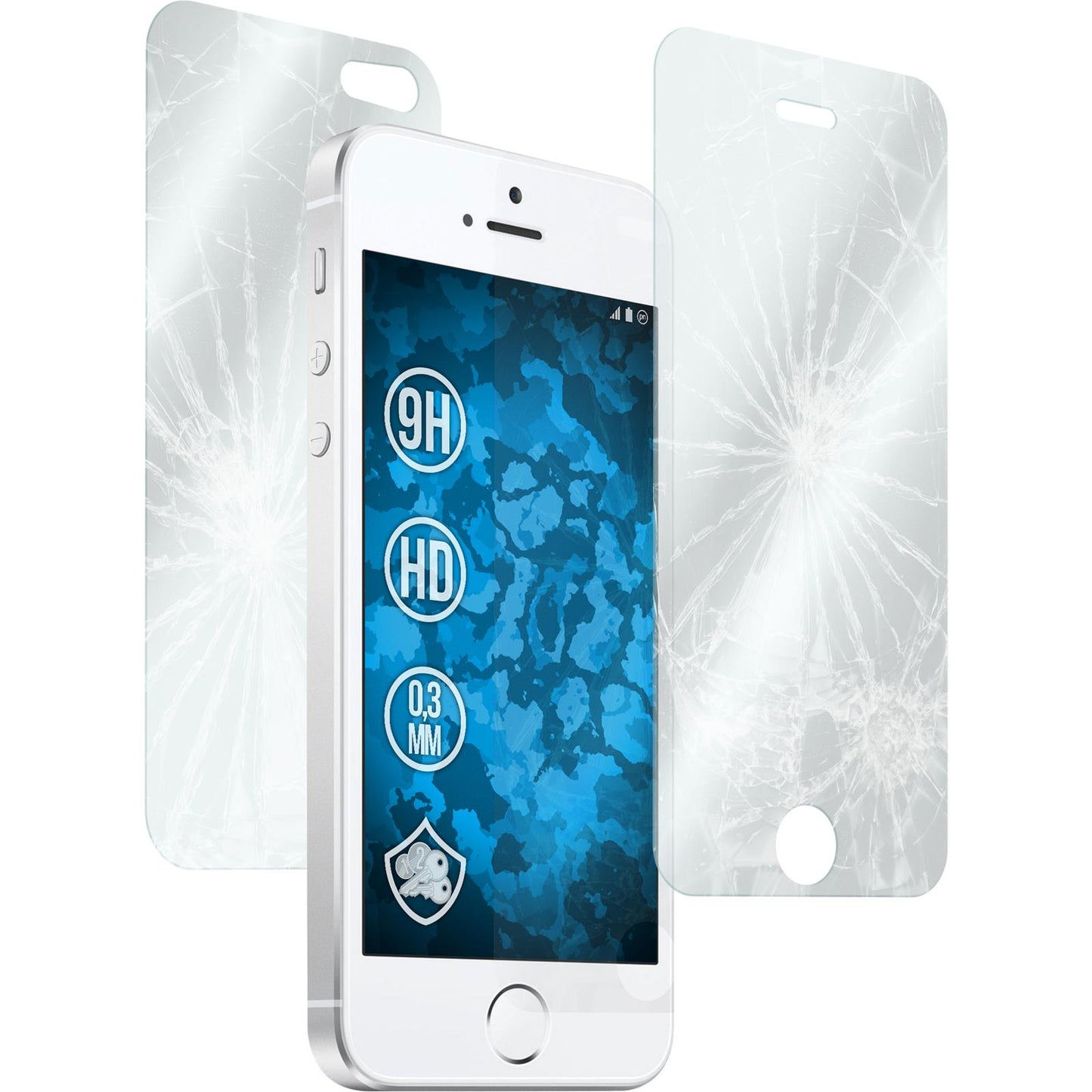 2 x Apple iPhone 5 / 5s / SE Glas-Displayschutzfolie klar Fu
