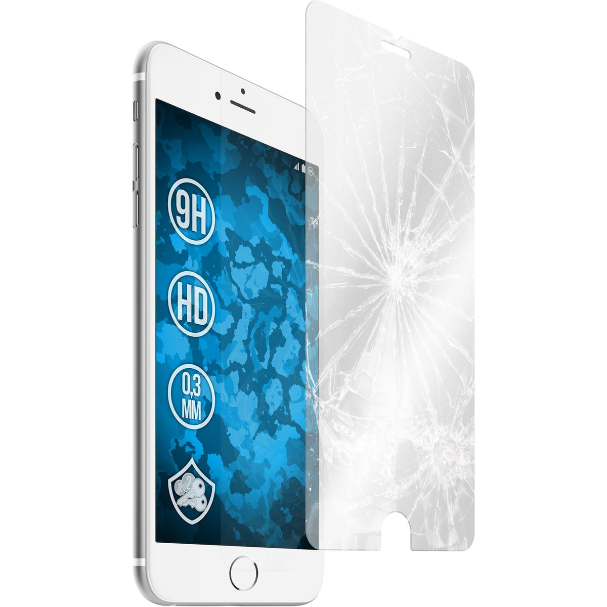 2 x Apple iPhone 6 Plus / 6s Plus Glas-Displayschutzfolie kl