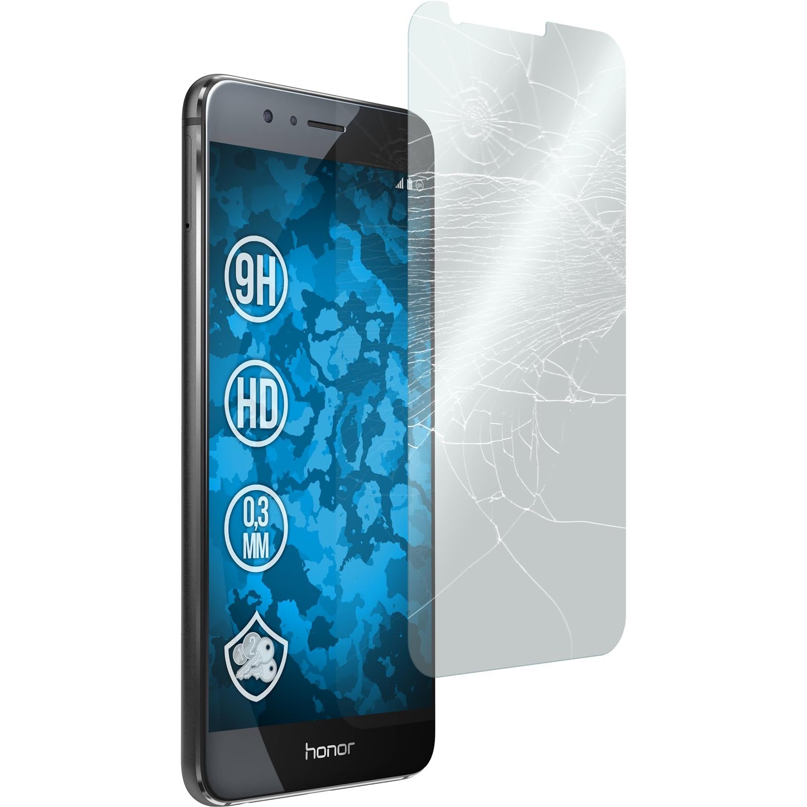 2 x Huawei Honor 8 Glas-Displayschutzfolie klar