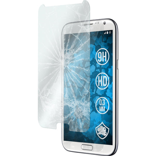 2 x Samsung Galaxy Note 2 Glas-Displayschutzfolie klar