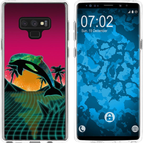 Galaxy Note 9 Silikon-Hülle Retro Wave Delphin M1 Case