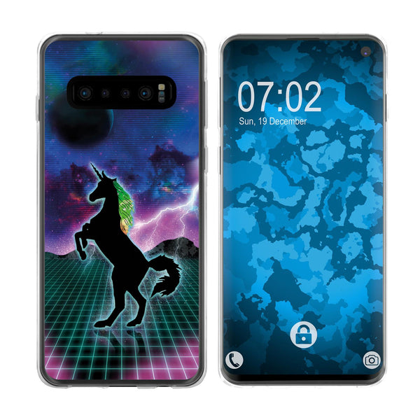 Galaxy S10 Silikon-Hülle Retro Wave Einhorn M2 Case
