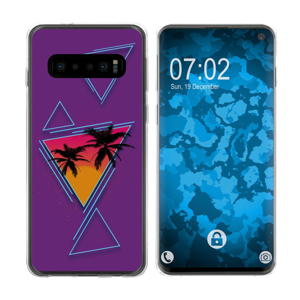Galaxy S10 Silikon-Hülle Retro Wave Palmen M3 Case