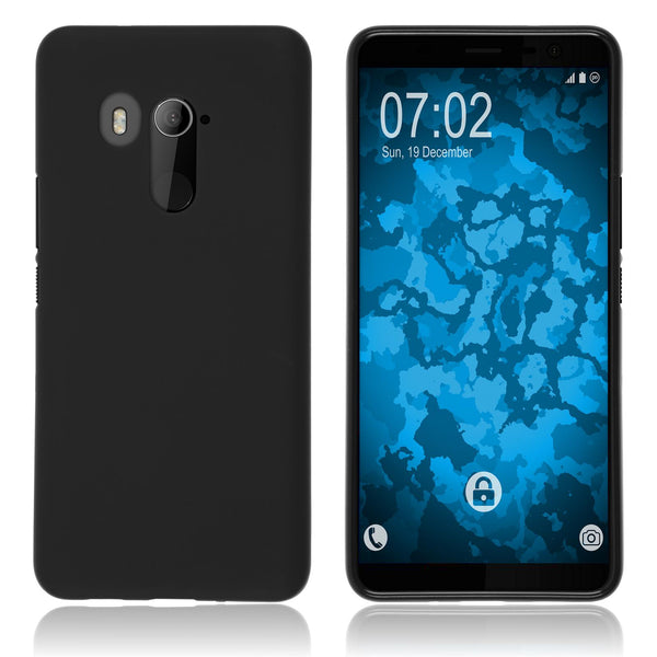 PhoneNatic Case kompatibel mit HTC U11 Plus - schwarz Silikon Hülle matt Cover