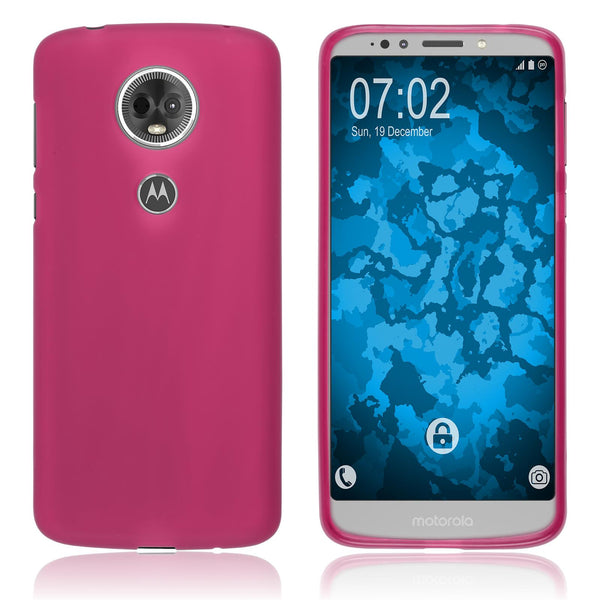 PhoneNatic Case kompatibel mit Motorola Moto E5 Plus - pink Silikon Hülle matt Cover