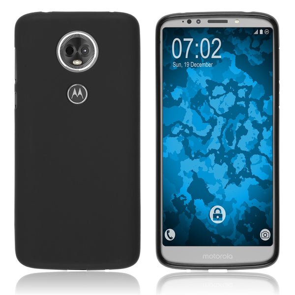 PhoneNatic Case kompatibel mit Motorola Moto E5 Plus - schwarz Silikon Hülle matt Cover