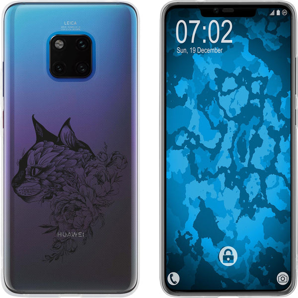 Mate 20 Pro Silikon-Hülle Floral Katze M2-1 Case