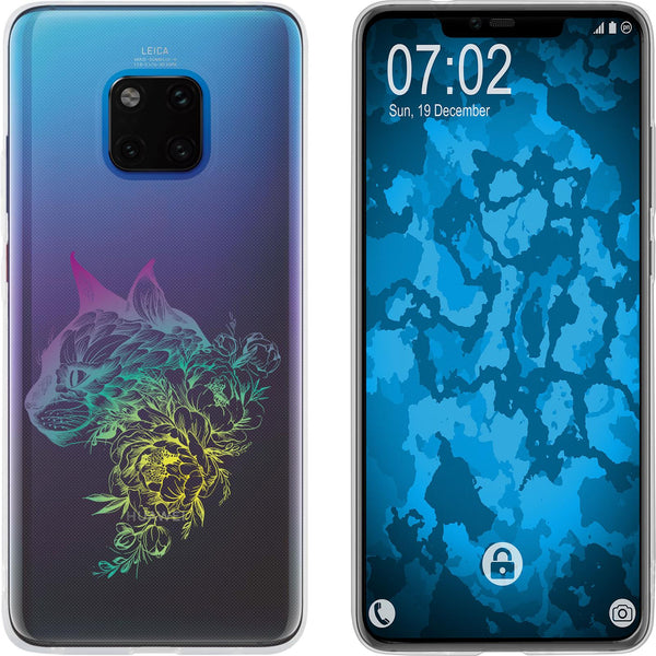 Mate 20 Pro Silikon-Hülle Floral Katze M2-4 Case