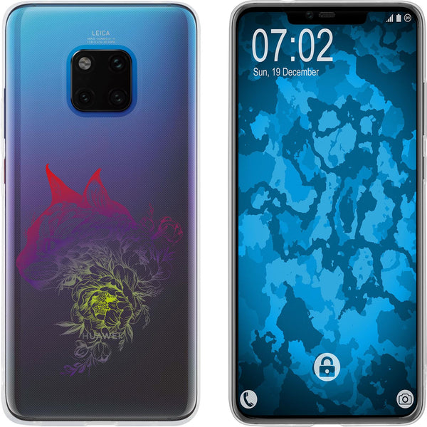 Mate 20 Pro Silikon-Hülle Floral Katze M2-5 Case