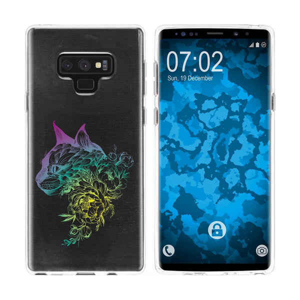 Galaxy Note 9 Silikon-Hülle Floral Katze M2-4 Case