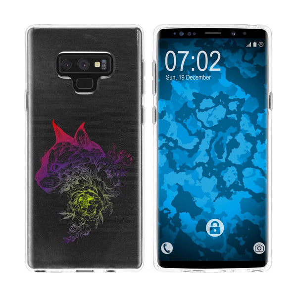 Galaxy Note 9 Silikon-Hülle Floral Katze M2-5 Case