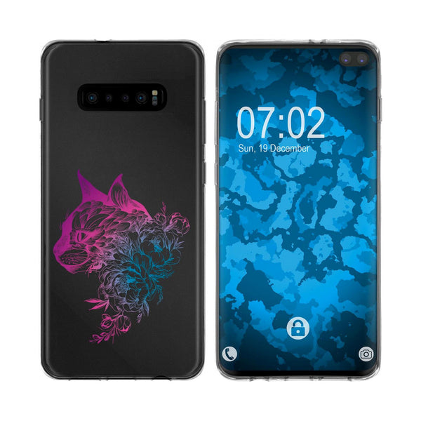 Galaxy S10 Silikon-Hülle Floral Katze M2-6 Case