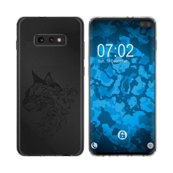 Galaxy S10e Silikon-Hülle Floral Katze M2-1 Case