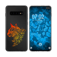 Galaxy S10 Plus Silikon-Hülle Floral Katze M2-2 Case