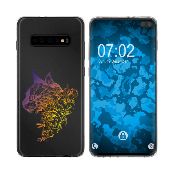 Galaxy S10 Plus Silikon-Hülle Floral Katze M2-3 Case