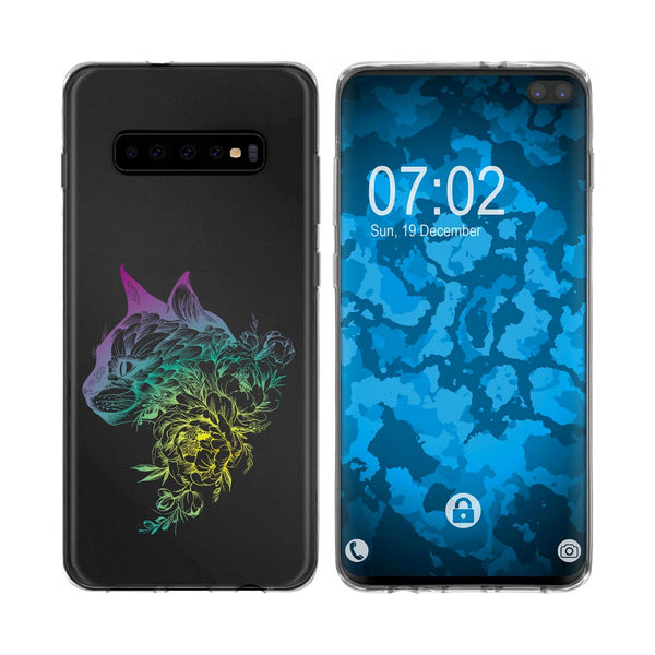 Galaxy S10 Plus Silikon-Hülle Floral Katze M2-4 Case