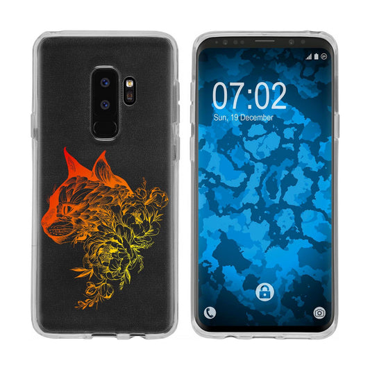 Galaxy S9 Plus Silikon-Hülle Floral Katze M2-2 Case