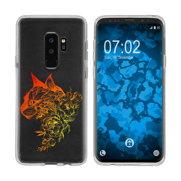 Galaxy S9 Plus Silikon-Hülle Floral Katze M2-2 Case