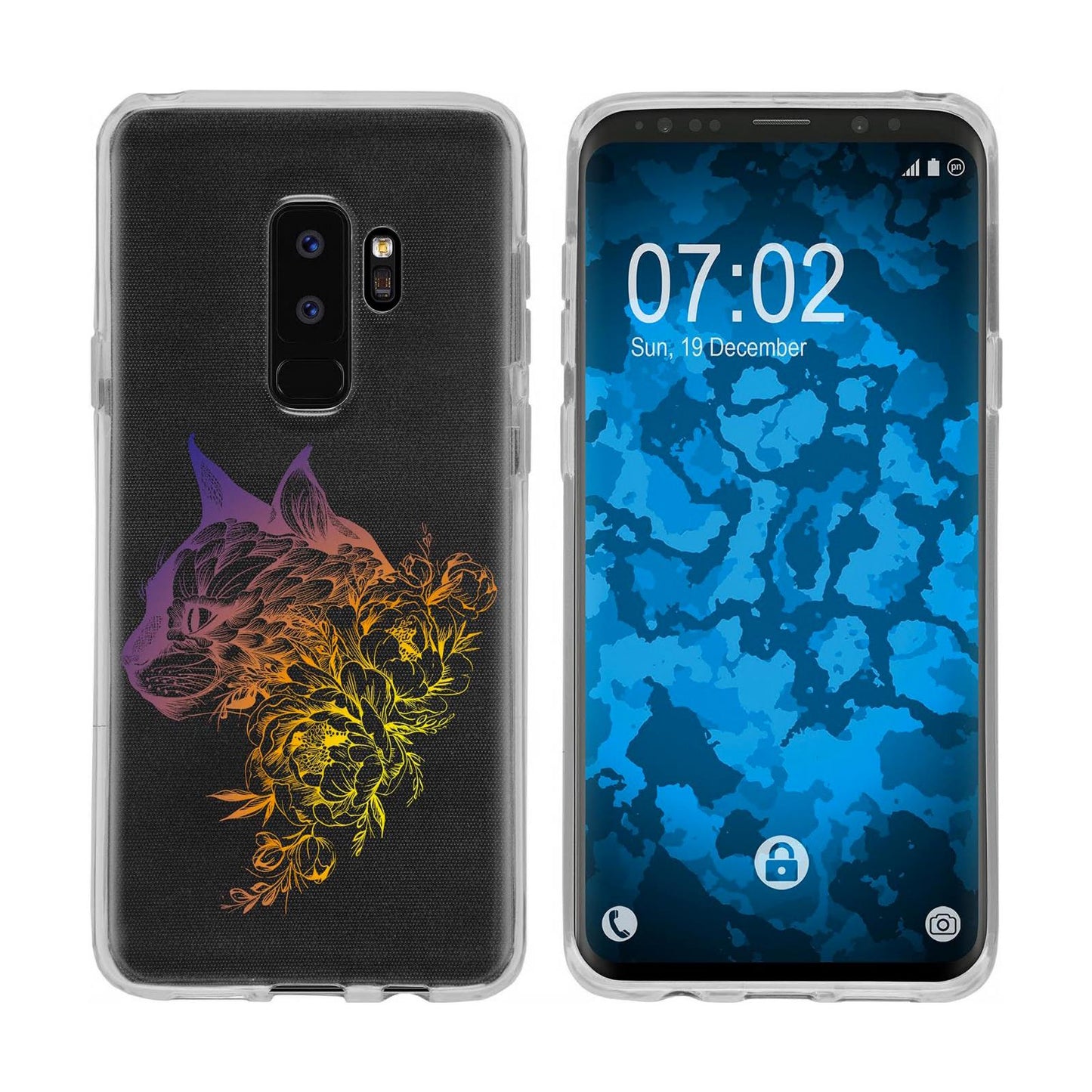 Galaxy S9 Plus Silikon-Hülle Floral Katze M2-3 Case