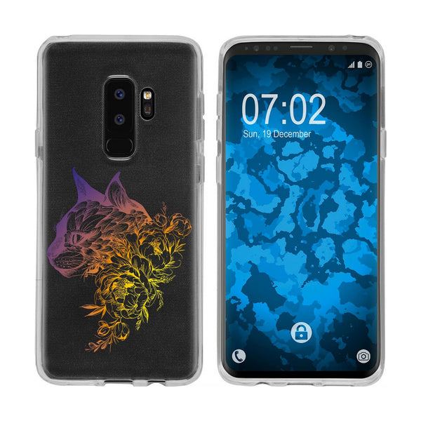 Galaxy S9 Plus Silikon-Hülle Floral Katze M2-3 Case