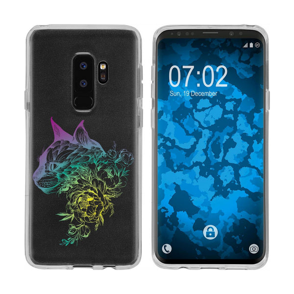 Galaxy S9 Plus Silikon-Hülle Floral Katze M2-4 Case